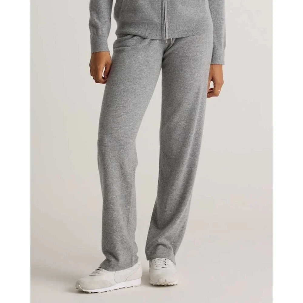 Quince Grey Cashmere Straight Leg‎ Pants Size XL Lounge Minimalist Luxury